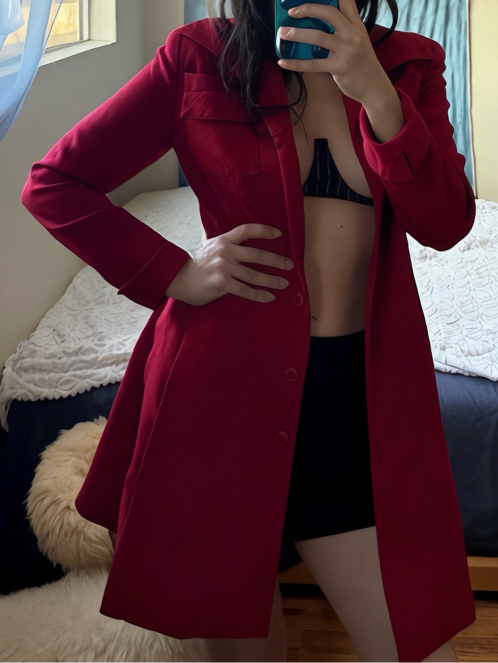 Vintage Archival Norma Kamali red wool dress / blazer